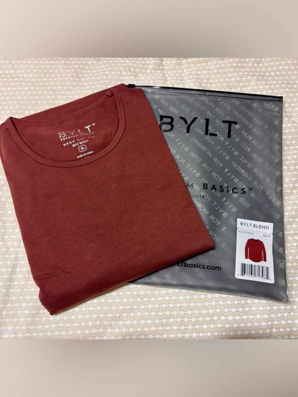 BYLT Basics Premium Drop-Cut Long Sleeve Shirt Red XL